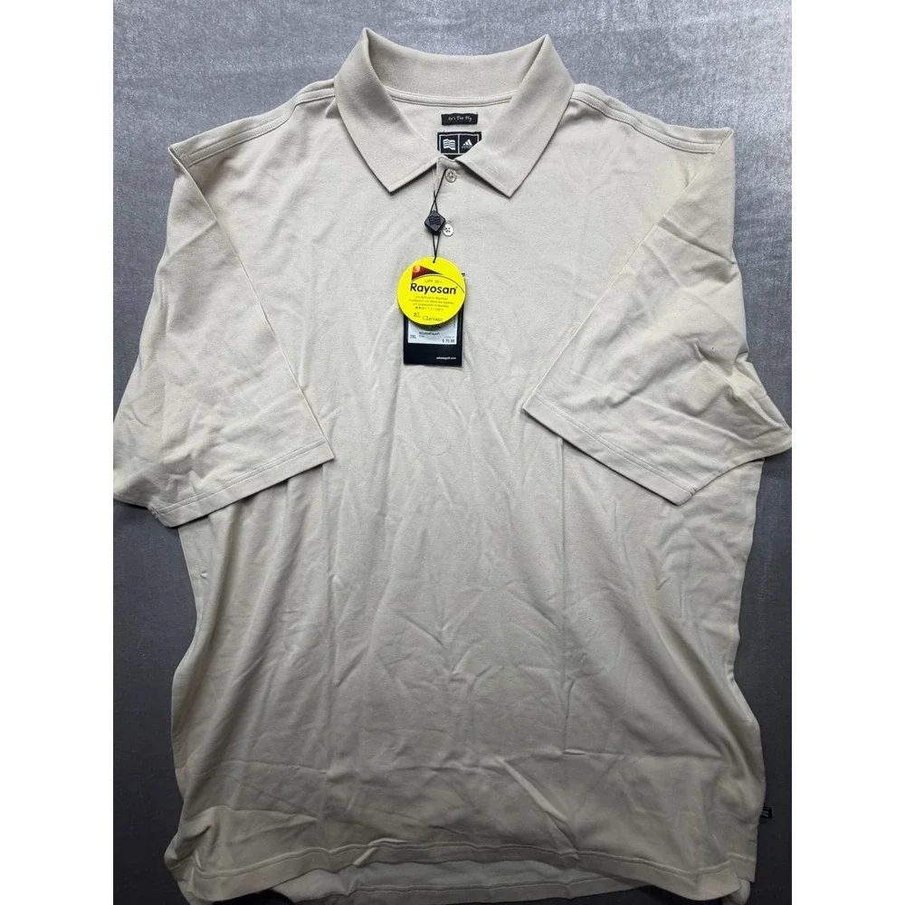 NWT Adidas Rayosan Golf‎ Polo Shirt Beige 2XL UPF 35+ 80's Two Ply